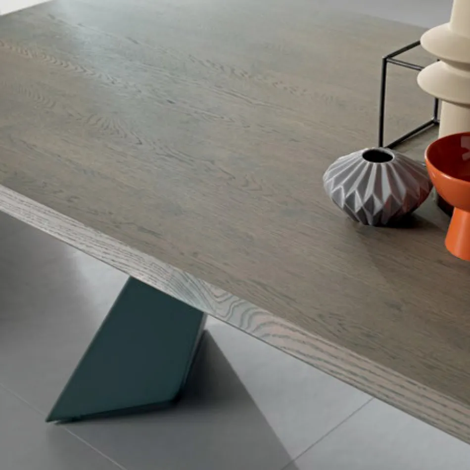 Mesa extensível com extensão lateral em madeira folheada - Aperol Viadurini