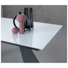 Mesa extensível com extensão lateral em vidro leitoso - Aperol Viadurini