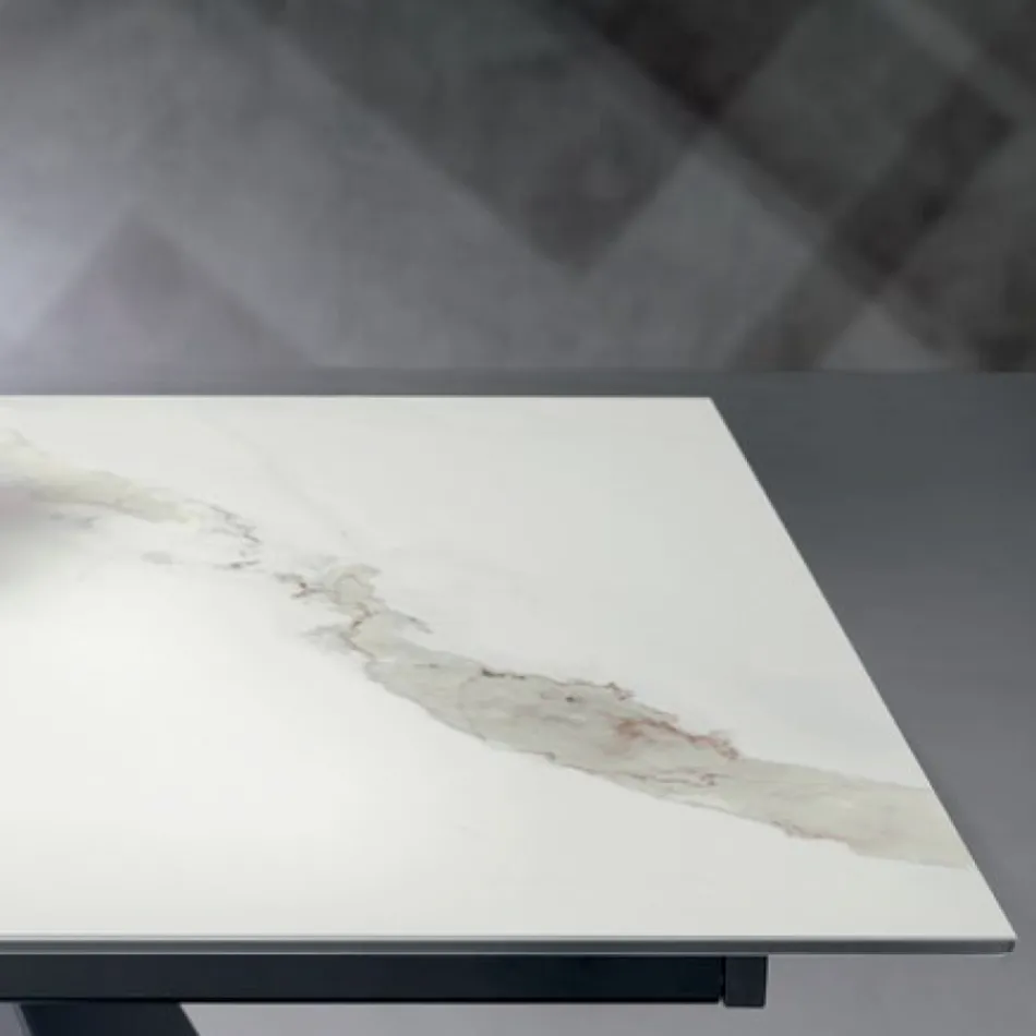 Mesa extensível com extensão lateral em vitrocerâmica - Aperol Viadurini