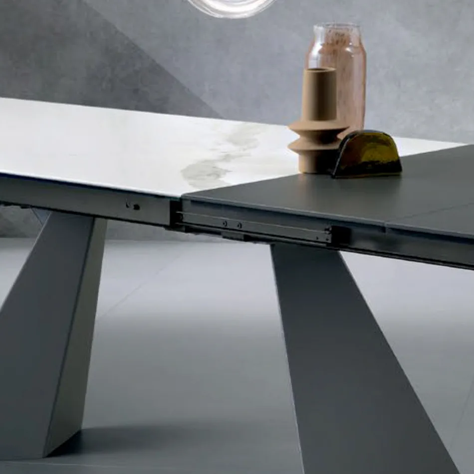 Mesa extensível com extensão lateral em vitrocerâmica - Aperol Viadurini