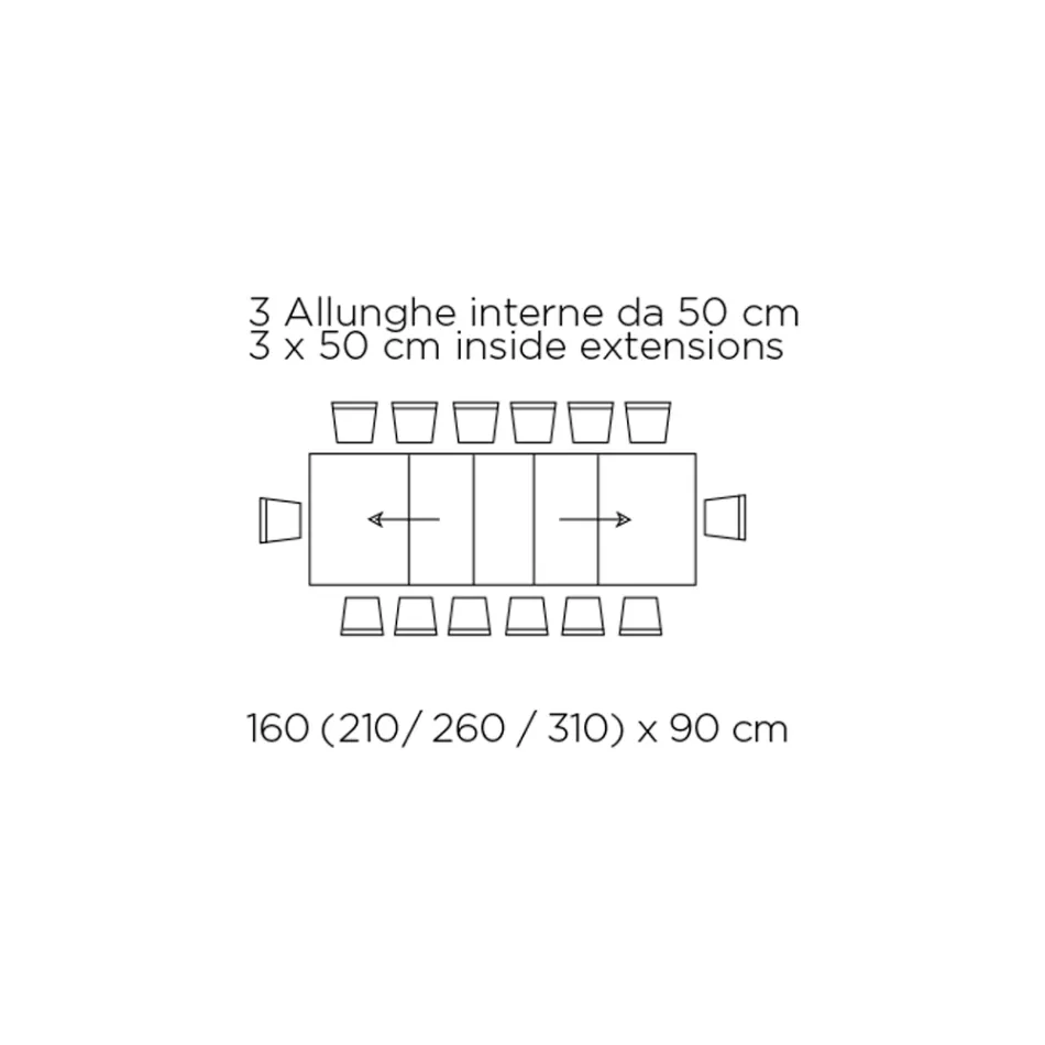 Mesa Extensível com Abertura Central Sincronizada em Laminado - Settimmio Viadurini