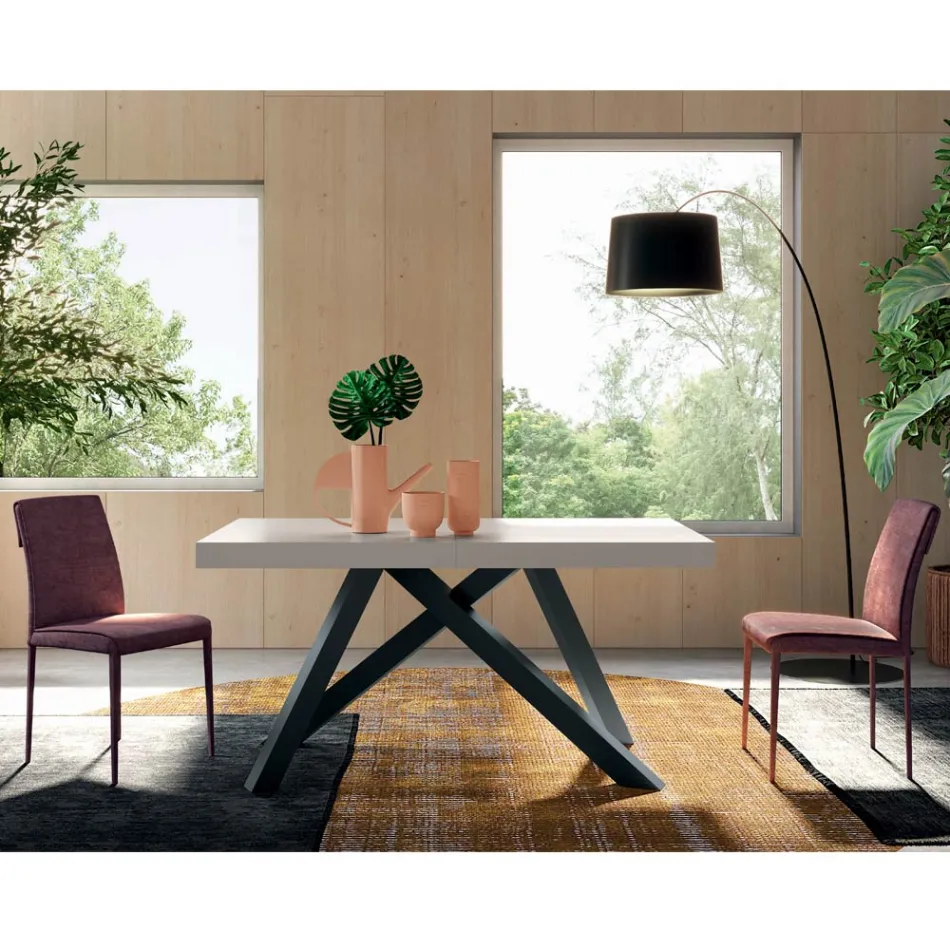 Mesa Extensível com Abertura Central Sincronizada em Laminado - Settimmio Viadurini