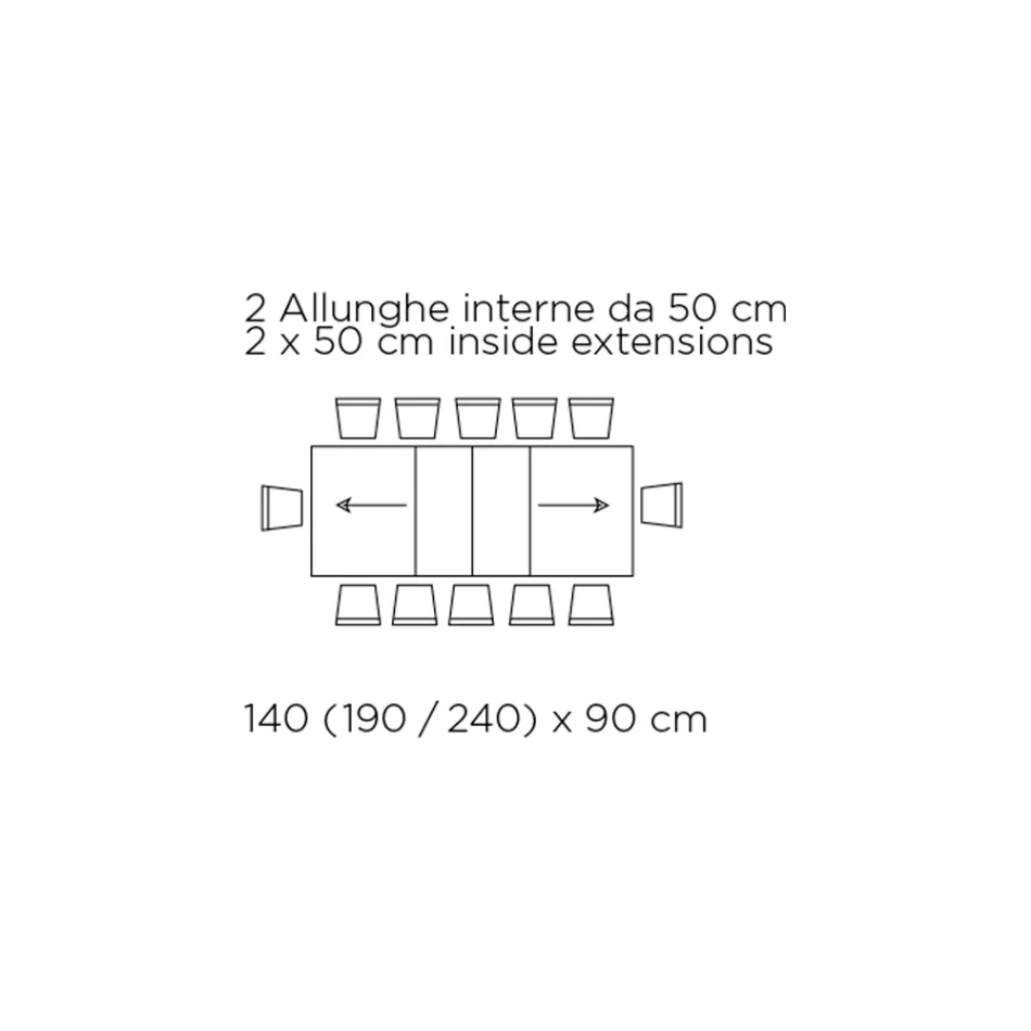 Mesa Extensível com Abertura Central Sincronizada em Laminado - Settimmio Viadurini