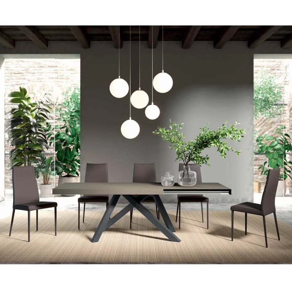 Mesa Extensível com Abertura Lateral Sincronizada em Melamina - Settimmio Viadurini