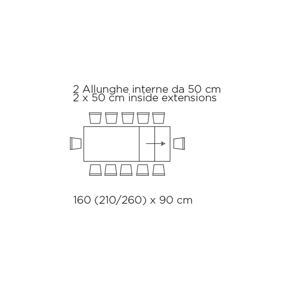 Mesa extensível com abertura lateral sincronizada Made in Italy - Óculos Viadurini