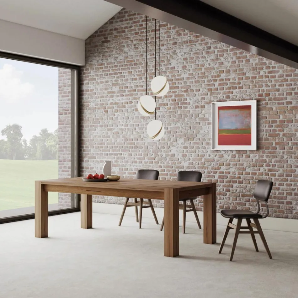 Mesa Extensível com Pernas Folheadas e Tampo Made in Italy - Tash Viadurini