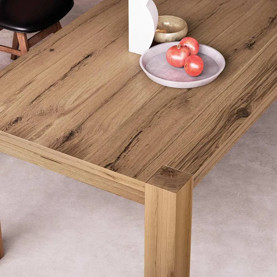 Mesa Extensível com Pernas Folheadas e Tampo Made in Italy - Tash Viadurini