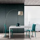 Mesa Extensível com Pés em Metal Branco e Tampo em Melamina - Shaila Viadurini