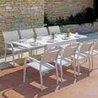 Mesa extensível para exterior com tampo de ripas de alumínio - Supernova Viadurini