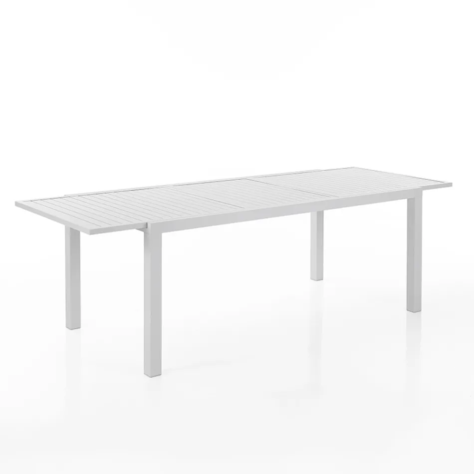 Mesa extensível de jardim com tampo e base em alumínio branco - Parler Viadurini