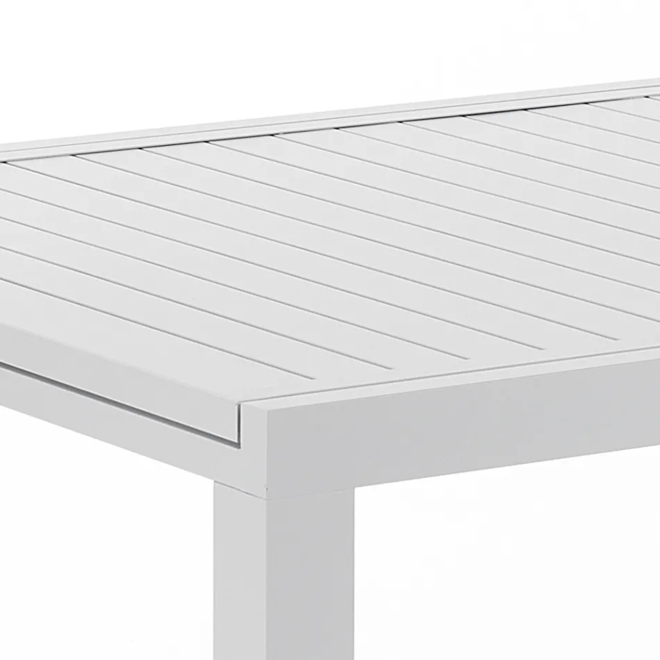 Mesa extensível de jardim com tampo e base em alumínio branco - Parler Viadurini