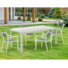 Mesa extensível de jardim com tampo e base em alumínio branco - Parler Viadurini