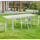 Mesa extensível de jardim com tampo e base em alumínio branco - Parler Viadurini