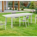 Mesa extensível de jardim com tampo e base em alumínio branco - Parler