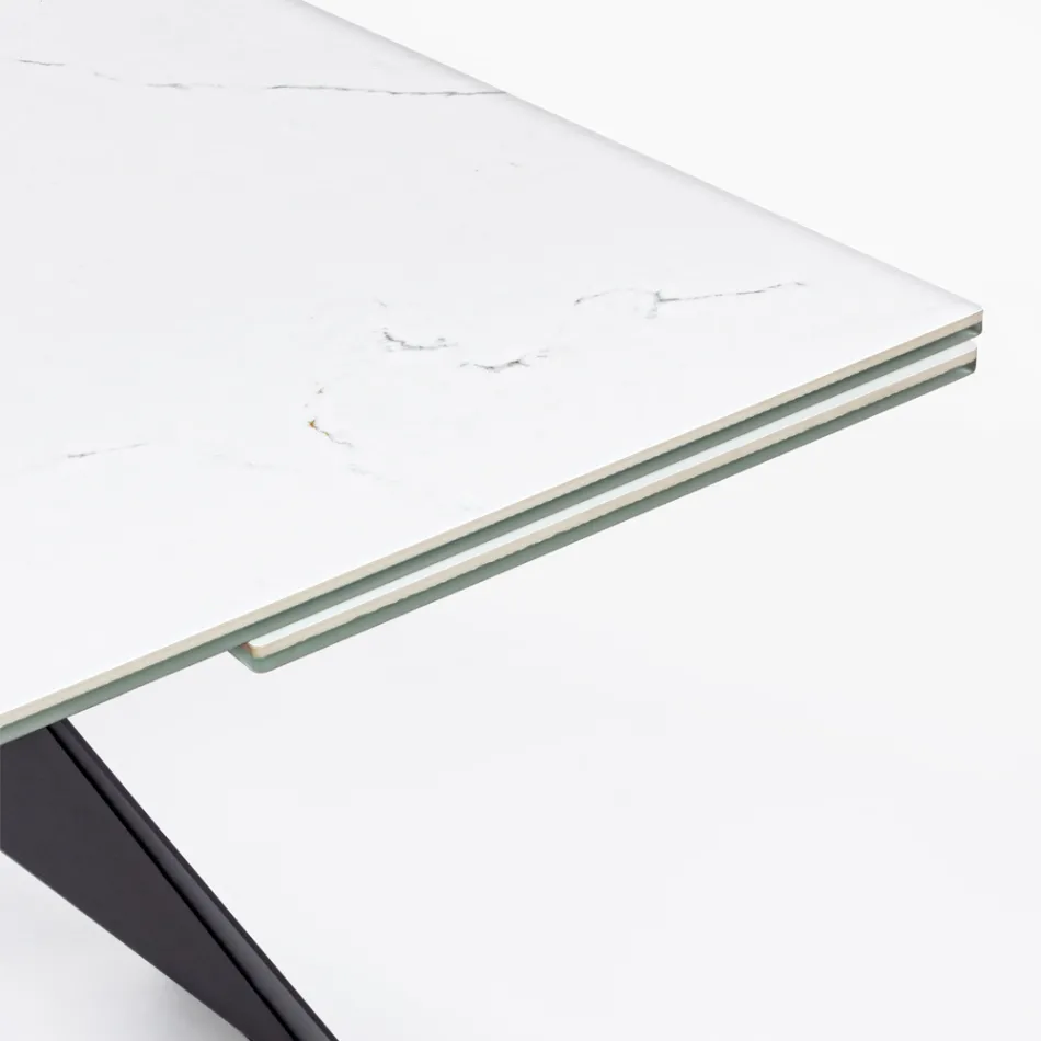 Mesa extensível de jantar de 240 cm em vidro e cerâmica - Barone Viadurini