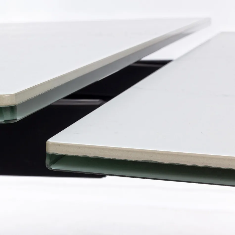 Mesa extensível de jantar de 240 cm em vidro e cerâmica - Barone Viadurini