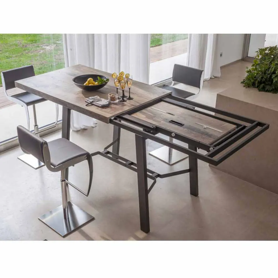 Mesa Extensível de Jantar em Madeira e Metal até 280 cm - Gallotto Viadurini