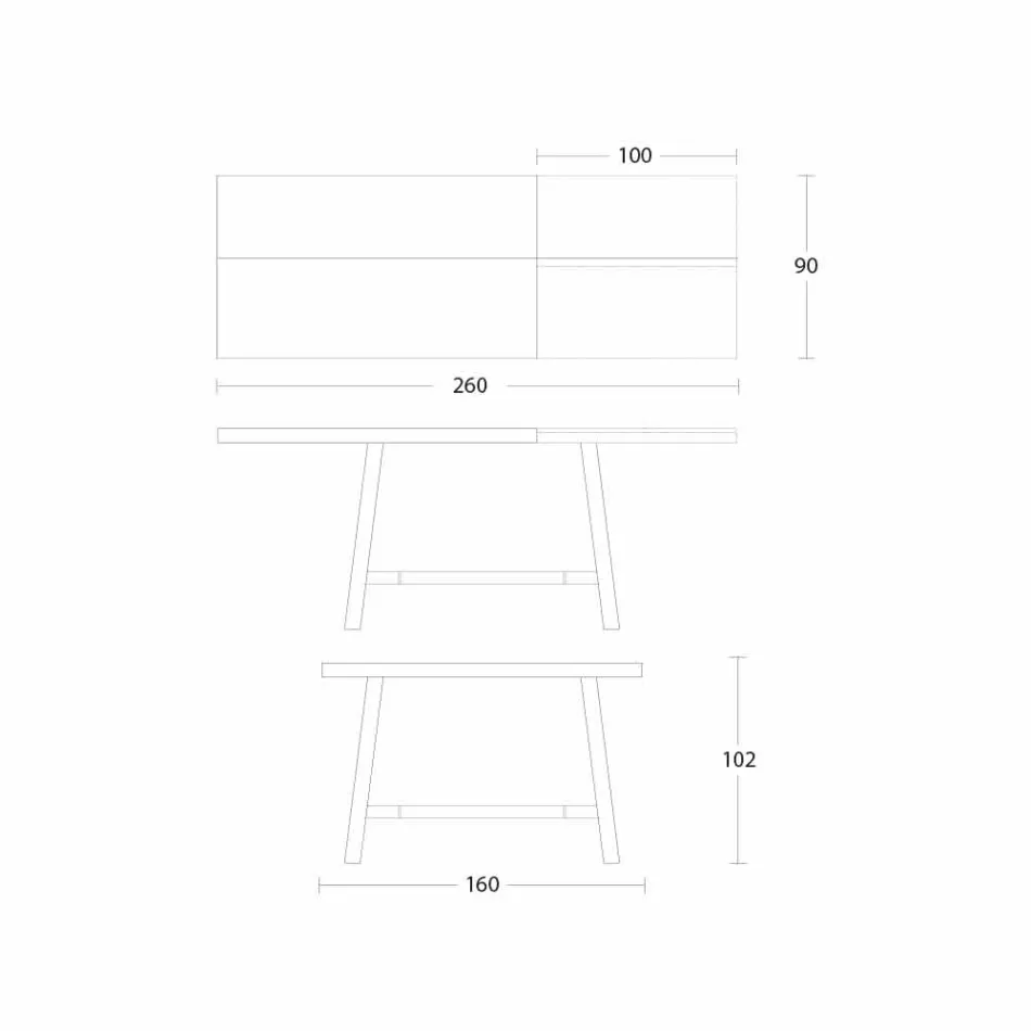 Mesa Extensível de Jantar em Madeira e Metal até 280 cm - Gallotto Viadurini