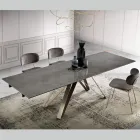 Mesa extensível de sala em metal e vidro cerâmico Made in Italy - Meluso Viadurini