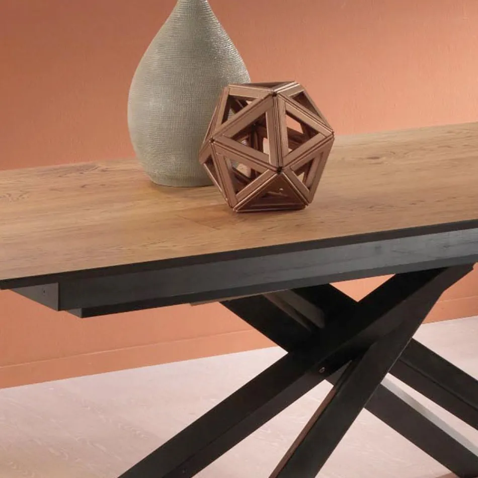 Mesa extensível de design com pernas de metal, Lucera Viadurini
