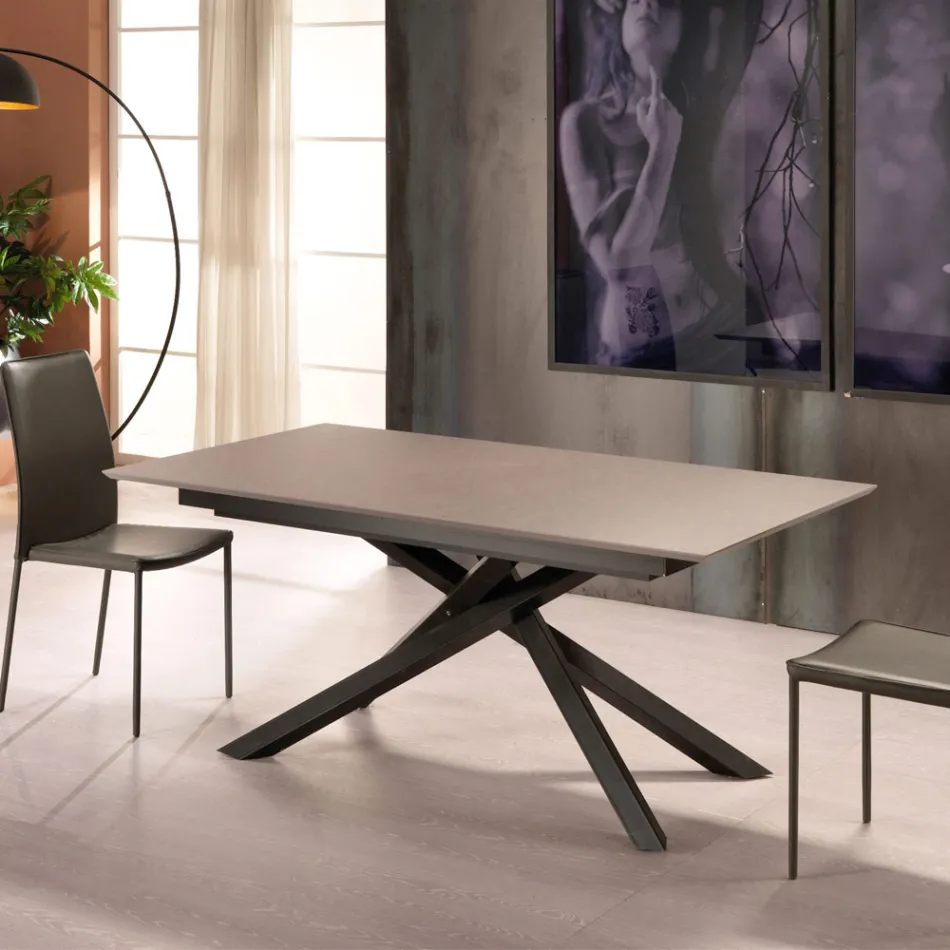 Mesa extensível de design com pernas de metal, Lucera Viadurini