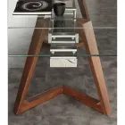 Mesa de jantar extensível moderna com tampo de vidro temperado Iside Viadurini