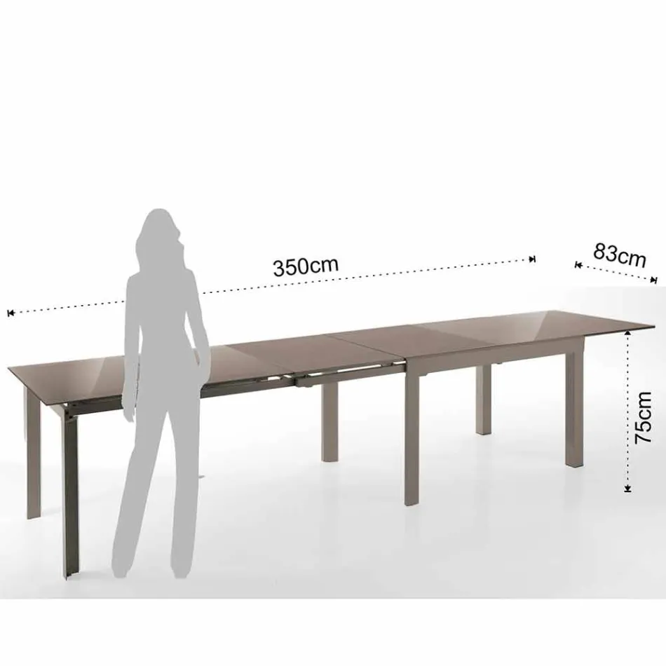 Mesa de Design Extensível em Vidro e Metal, Guerreiro Viadurini