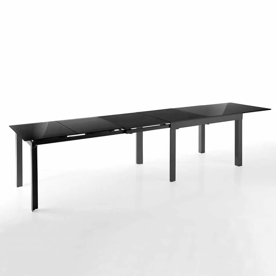 Mesa de Design Extensível em Vidro e Metal, Guerreiro Viadurini