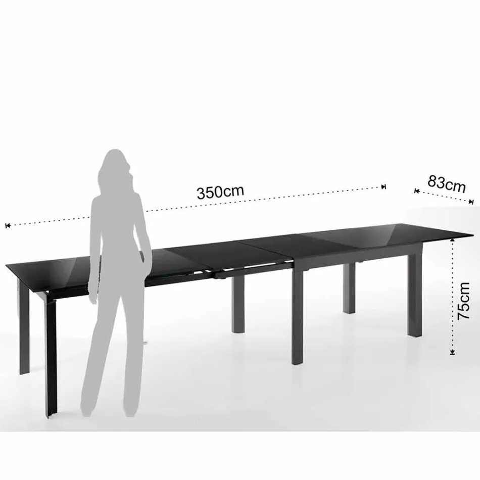 Mesa de Design Extensível em Vidro e Metal, Guerreiro Viadurini