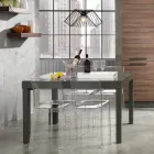 Mesa de Design Extensível em Vidro e Metal, Guerreiro Viadurini