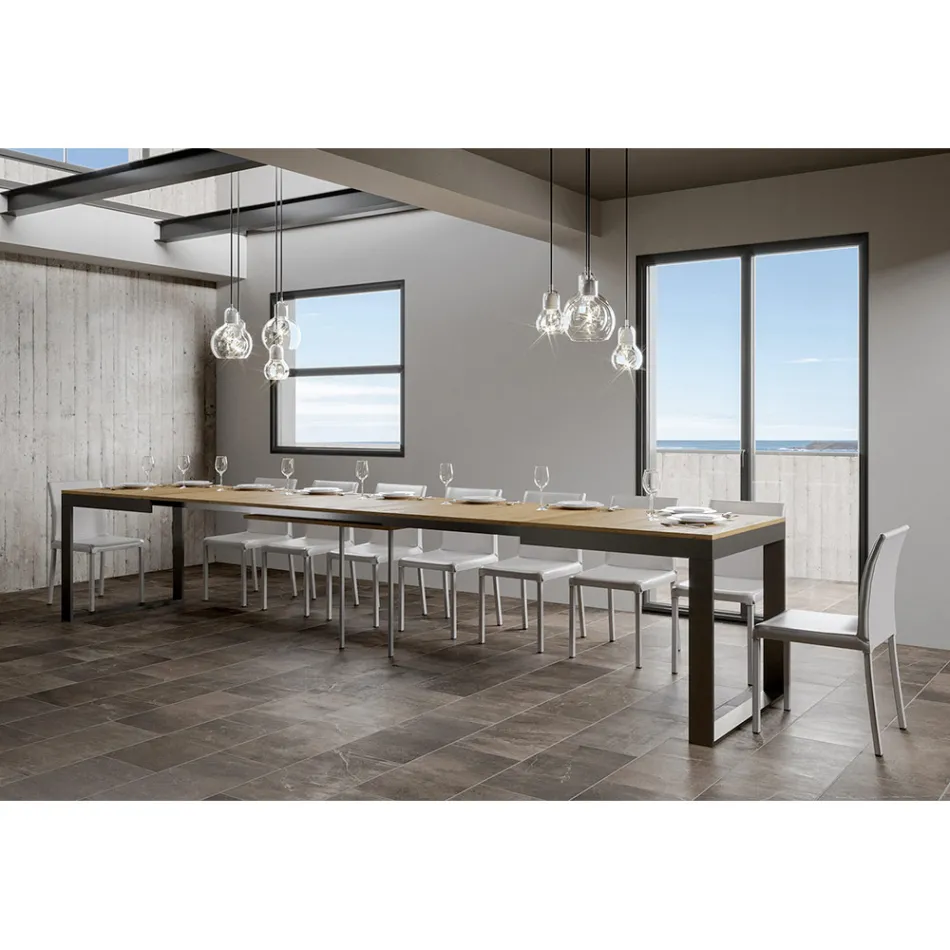 Mesa Extensível de Design Moderno em Madeira Melamínica - Badesi Viadurini