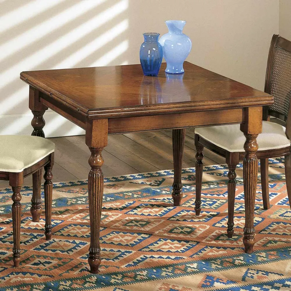 Mesa extensível e 2 cadeiras em nogueira patinada Made in Italy - Biotite Viadurini