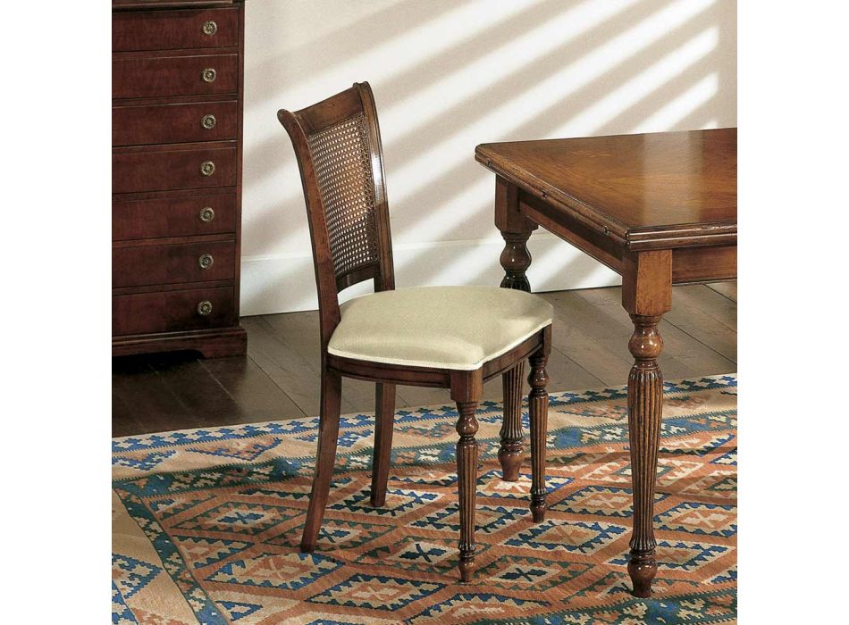 Mesa extensível e 2 cadeiras em nogueira patinada Made in Italy - Biotite Viadurini