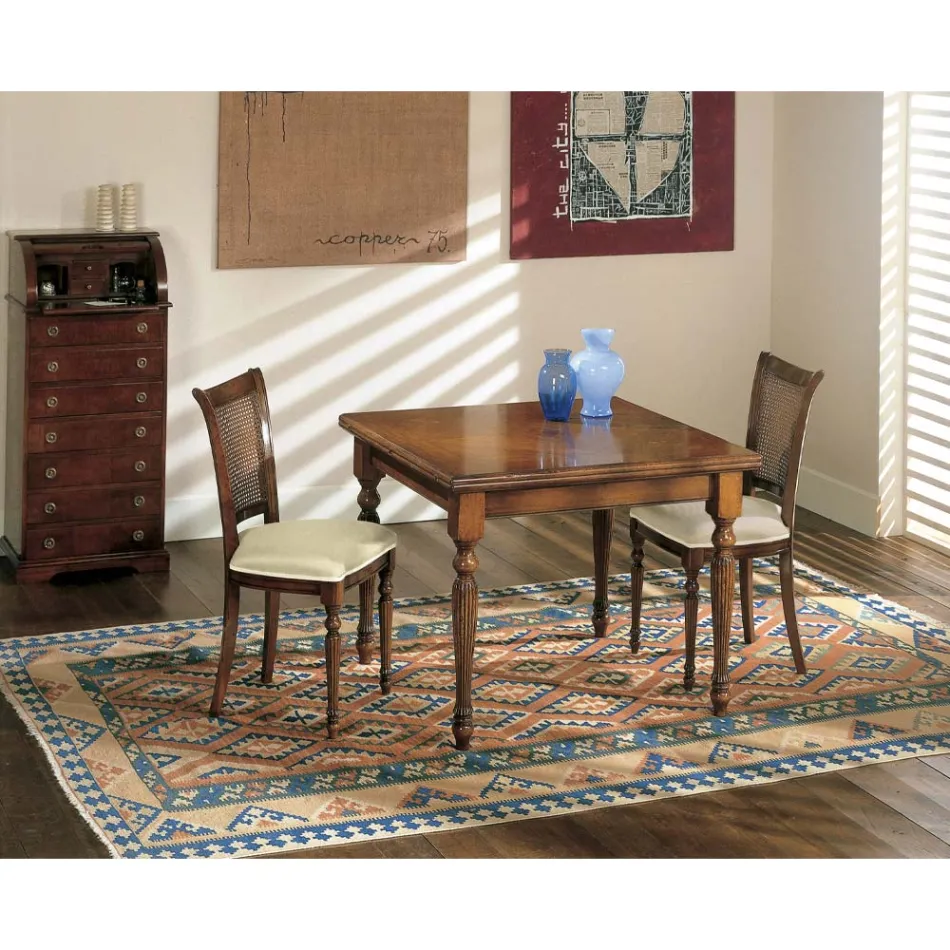 Mesa extensível e 2 cadeiras em nogueira patinada Made in Italy - Biotite Viadurini