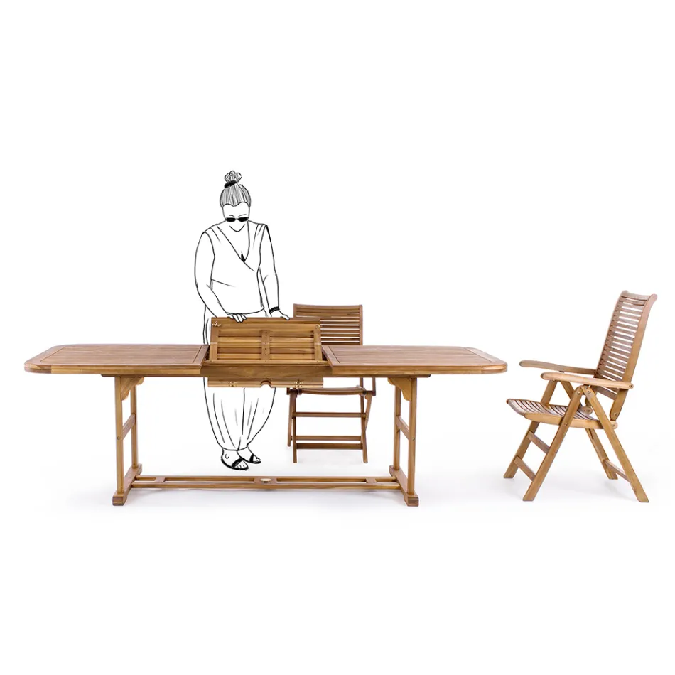 Mesa extensível de jardim em madeira até 240 cm, by Design - Roxen Viadurini