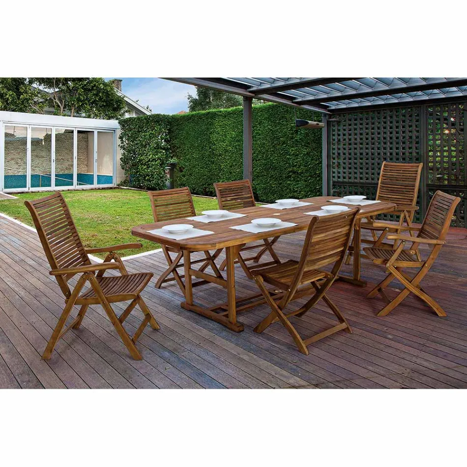 Mesa extensível de jardim em madeira até 240 cm, by Design - Roxen Viadurini