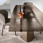 Mesa extensível até 240 cm em vidro canelado transparente, fabricada na Itália - Talete Viadurini