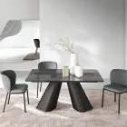 Mesa extensível até 240 cm em vidro canelado transparente, fabricada na Itália - Talete Viadurini