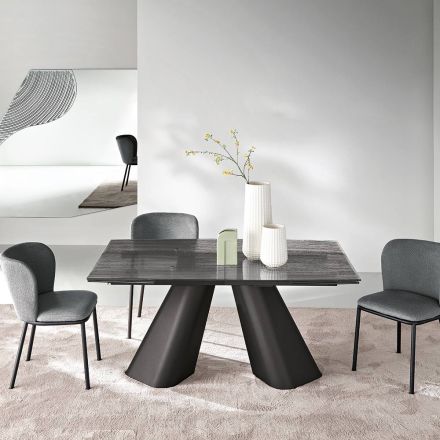 Mesa extensível até 240 cm em vidro canelado transparente, fabricada na Itália - Talete Viadurini