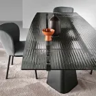 Mesa extensível até 240 cm em vidro canelado transparente, fabricada na Itália - Talete Viadurini