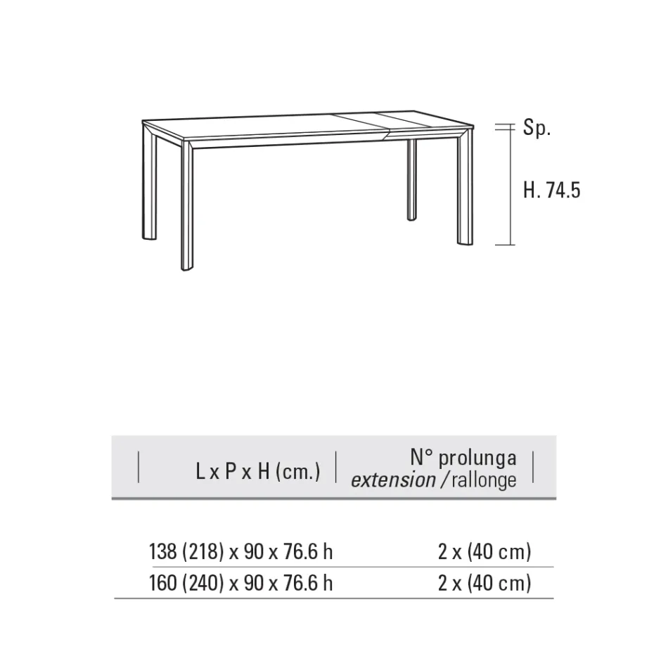 Mesa Extensível Até 240 cm Tampo em Laminam Made in Italy - Filiberto Viadurini
