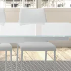 Mesa extensível até 278 cm em vidro e aço branco Made in Italy - Grotta Viadurini