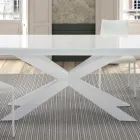 Mesa extensível até 278 cm em vidro e aço branco Made in Italy - Grotta Viadurini