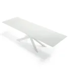 Mesa extensível até 278 cm em vidro e aço branco Made in Italy - Grotta Viadurini