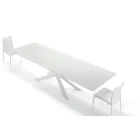 Mesa extensível até 278 cm em vidro e aço branco Made in Italy - Grotta Viadurini