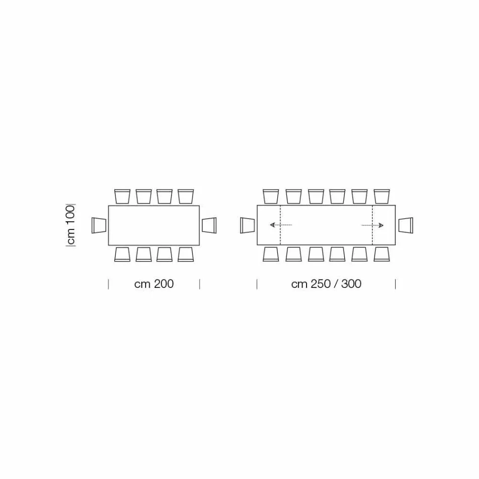 Mesa extensível até 300 cm em madeira folheada Made in Italy – Ezzellino Viadurini