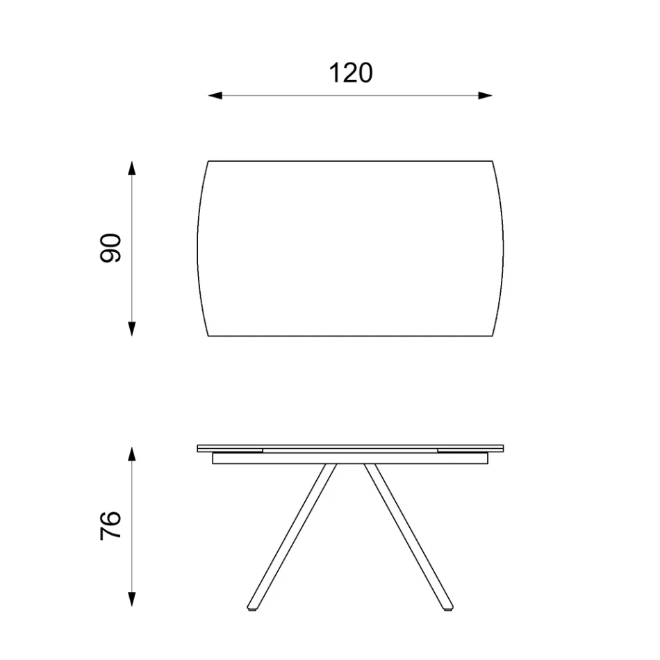 Mesa extensível até 180 cm em cerâmica sobre vidro e metal - Lozzolo Viadurini