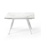 Mesa extensível até 180 cm em pedra com efeito mármore e metal - Numa Viadurini