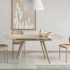 Mesa extensível até 180 cm em pedra com efeito mármore e metal - Numa Viadurini