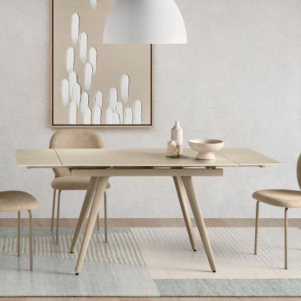 Mesa extensível até 180 cm em pedra com efeito mármore e metal - Numa Viadurini